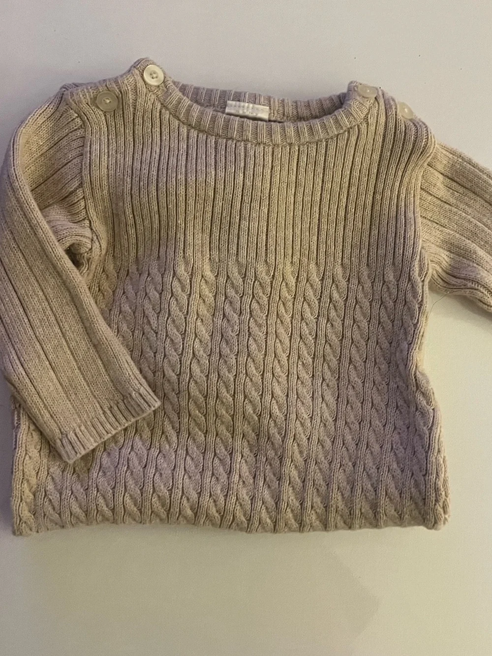 GAP Baby Cable-Knit One-Piece Romper in Light Beige 3-6 months